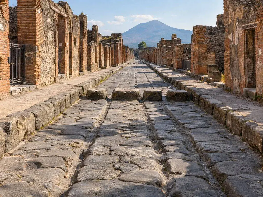 Il Foro di Pompei con il Vesuvio sullo sfondo